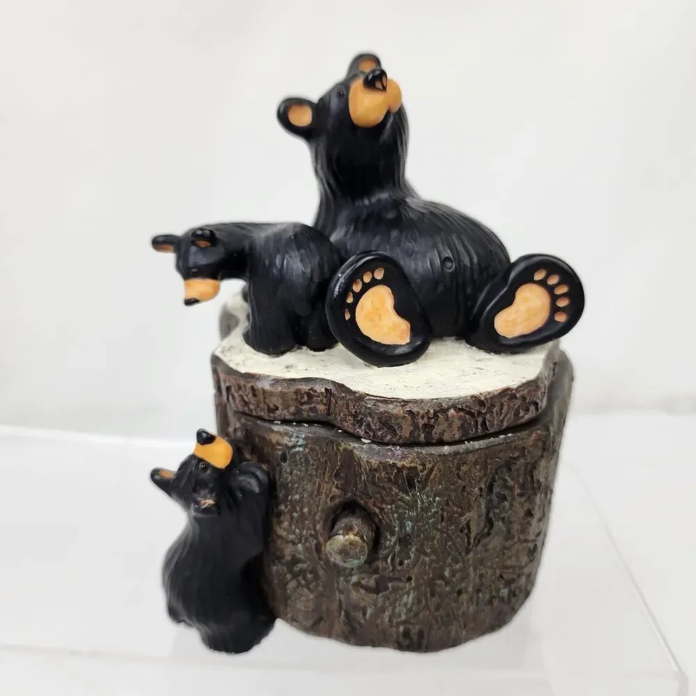 Bearfoots Bears Three Bears Box Jeff Fleming Artist Big Sky Carvers Trinket Box